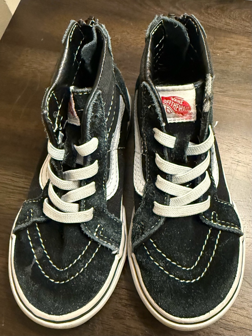 Vans Kids Black High-Top Sneakers with White Stripe and Laces